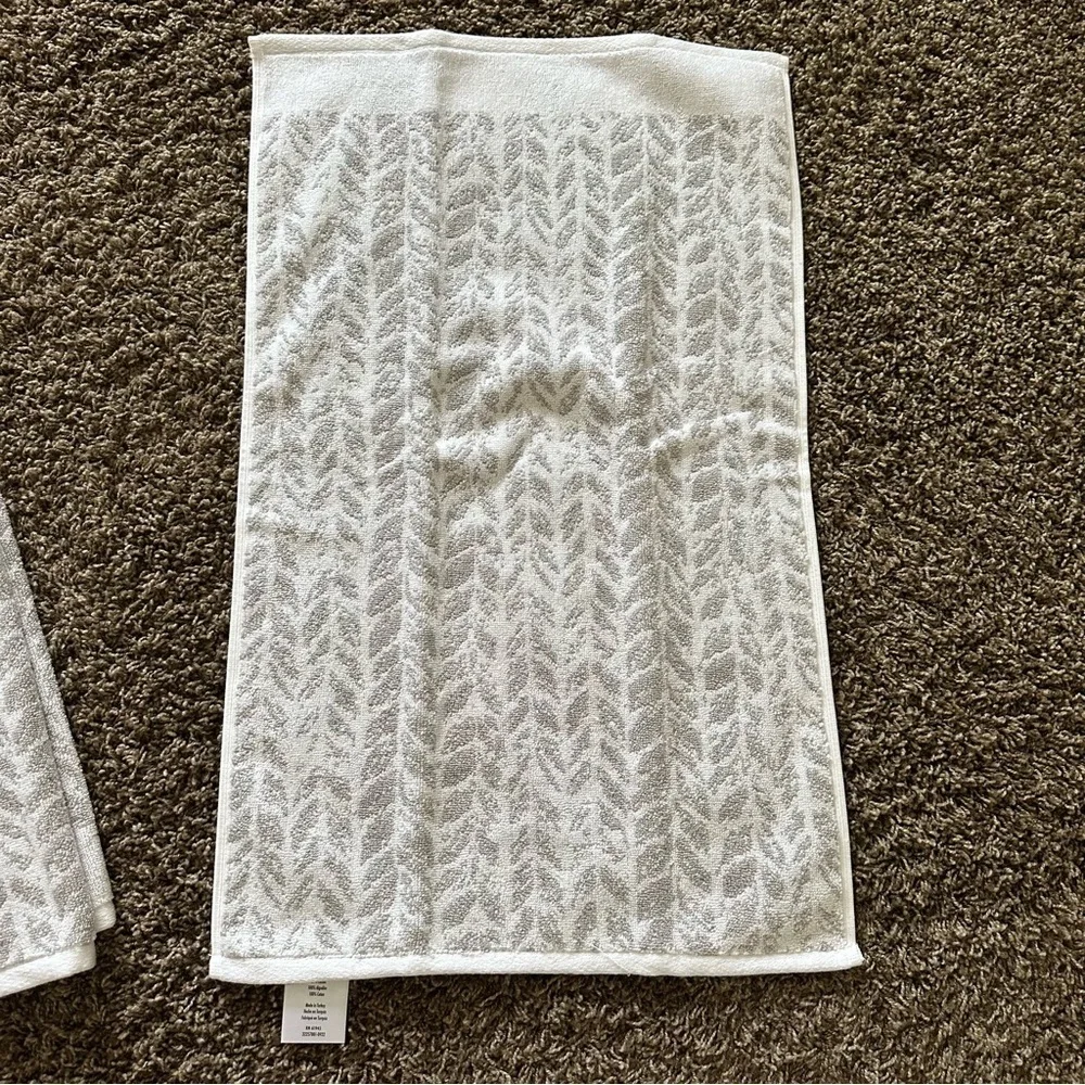 White & Grey Patterned Hand Towels